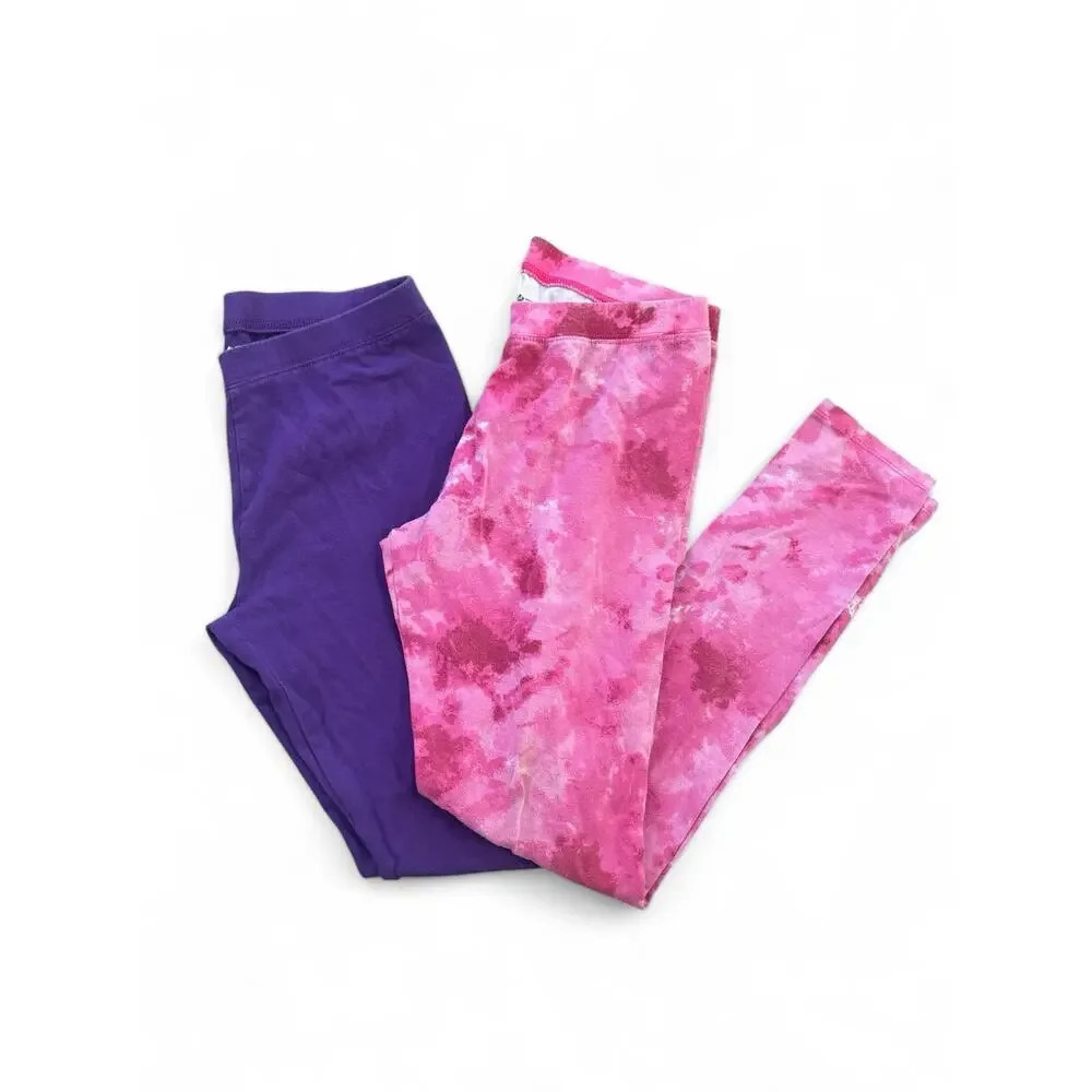 Members Mark Girls Patterned Leggings Purple Sparkles Pink Tie Dye Size 14/16